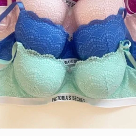 Victoria’s Secret Perfect Shape Logo Lace Bra deep pink purple size 34 DDD / 34F - Picture 3 of 13